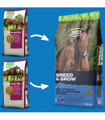 Aveve Breed & Grow – Müsli til drægtige hopper, føl og ungheste | HesteGrovvaren