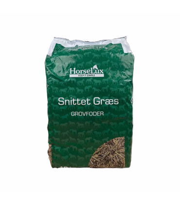 HorseLux Snittet Græs – fiberrigt, støvfrit og velsmagende tilskud.