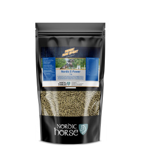 Nordic E-Power – naturligt tilskud med E-vitamin og lysin til stærke og udholdende heste.