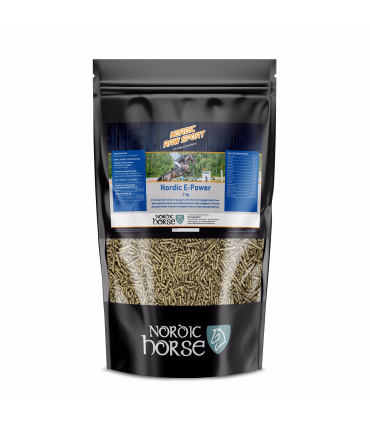 Nordic E-Power – naturligt tilskud med E-vitamin og lysin til stærke og udholdende heste.