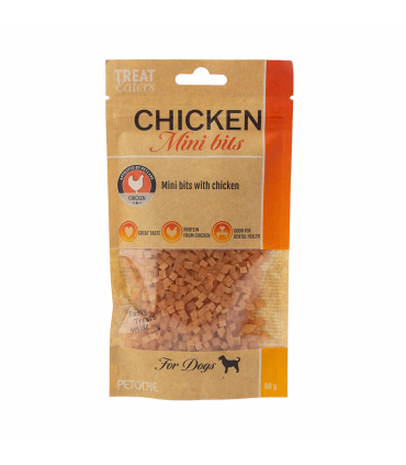 Treateaters Mini Bits Chicken – små godbidder med kylling, ideelle til træning og belønning.