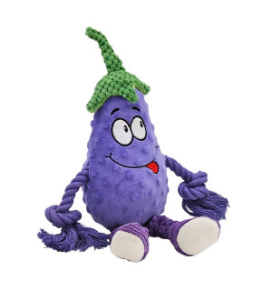 Plys Aubergine med reb – aktiverende og blødt legetøj til mellestore hunde.