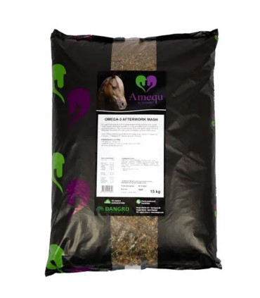 Amequ Omega-3 AfterWork Mash – velsmagende og hurtigt opblødelig til heste efter træning.