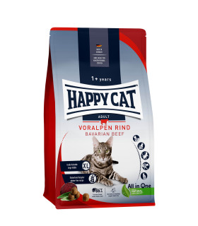 Happy Cat Voralpen Rind – komplet foder med oksekød og muslinger til voksne katte.