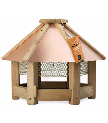 Foderhus i eg med kobbertag - Vildfuglefoder - Aalestrup Hobbyfoder