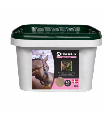 HorseLux Myco-Clean fra HesteGrovvaren – tilskud til balanceret fordøjelse.