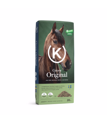 Krafft Groov Original – suppleringsfoder med protein og fibre til hestens sundhed.
