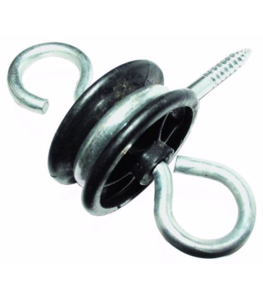 Ryom isolator med skrue + 2 øjer sort - Hegnsartikler - HesteGrovvaren